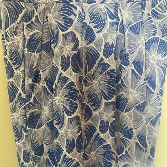 Moulinette Soeurs Anthropologie Blue Floral Fit & Flare Pleated Dress Size 14 - Picture 7 of 12